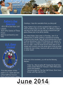 San Diego Golf Justin Hicks US Open 2014 Newsletter