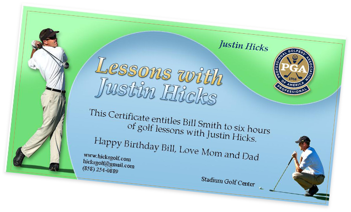 Gift Certificate for Hicks Golf Lessons